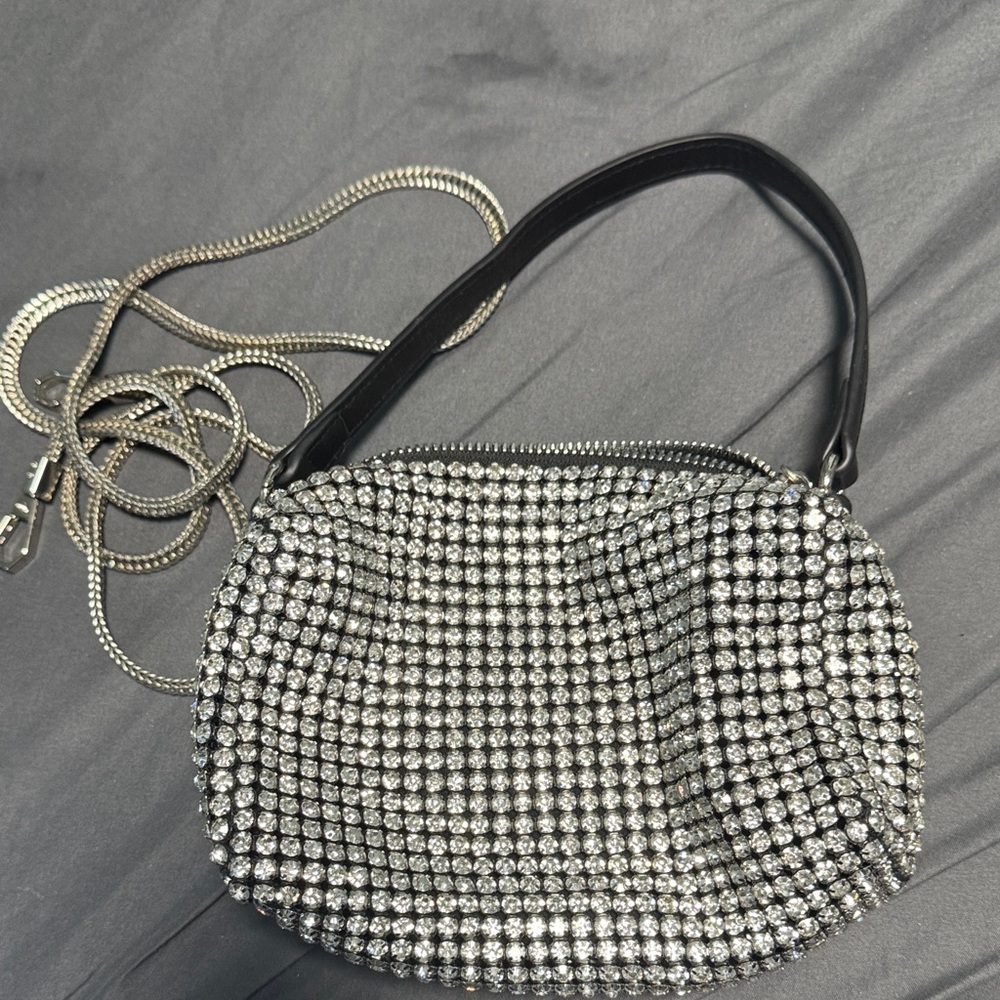 Silver Crystal Embellished Women's Bag